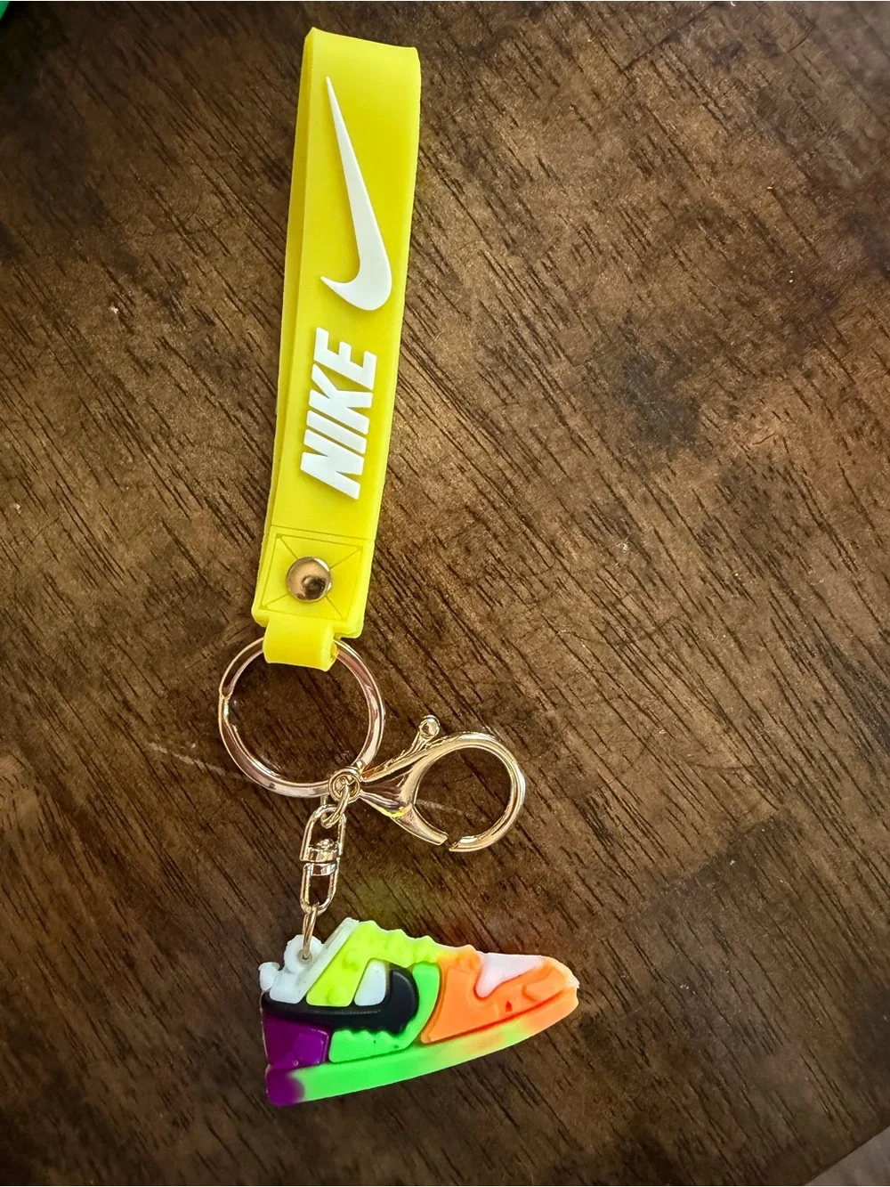 Nike Yellow Keychain with Colorful Sneaker Charm